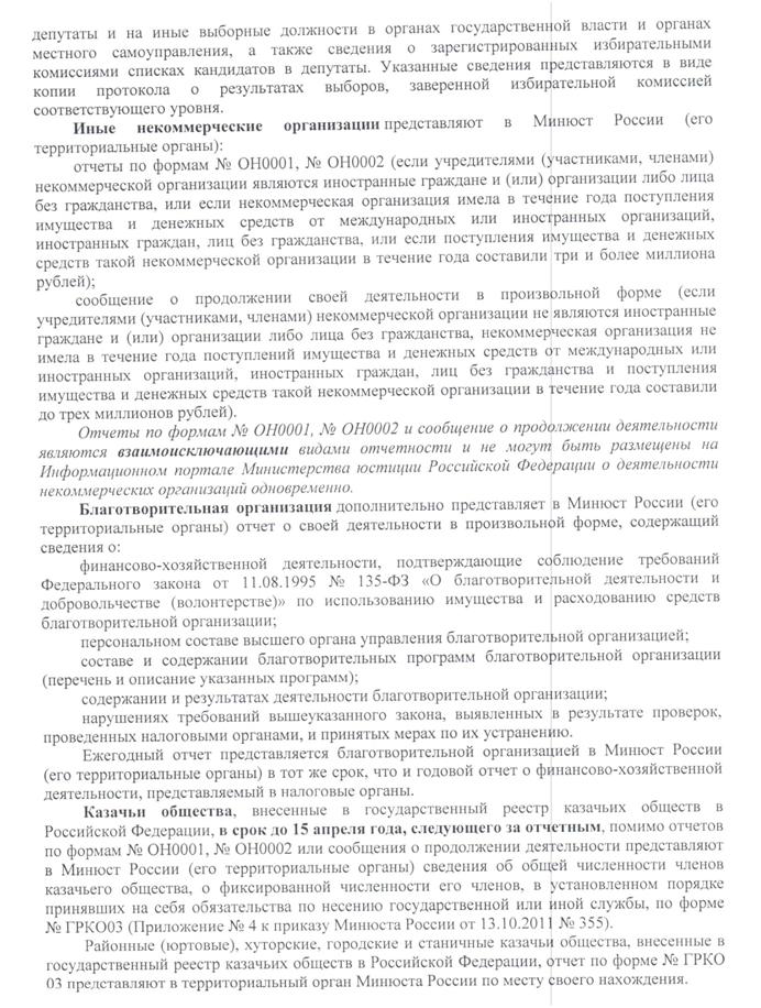 Предоставление некоммерчесими организациями отчетности в Минюст России (его территориальные органы)